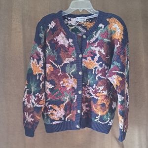 Vintage Hand Knitted First Concepts Sweater Cardigan sz L